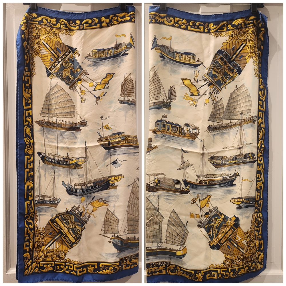 Hermes Vintage Jonques Et Sampans Silk Scarf 90 - Picture 4 of 8